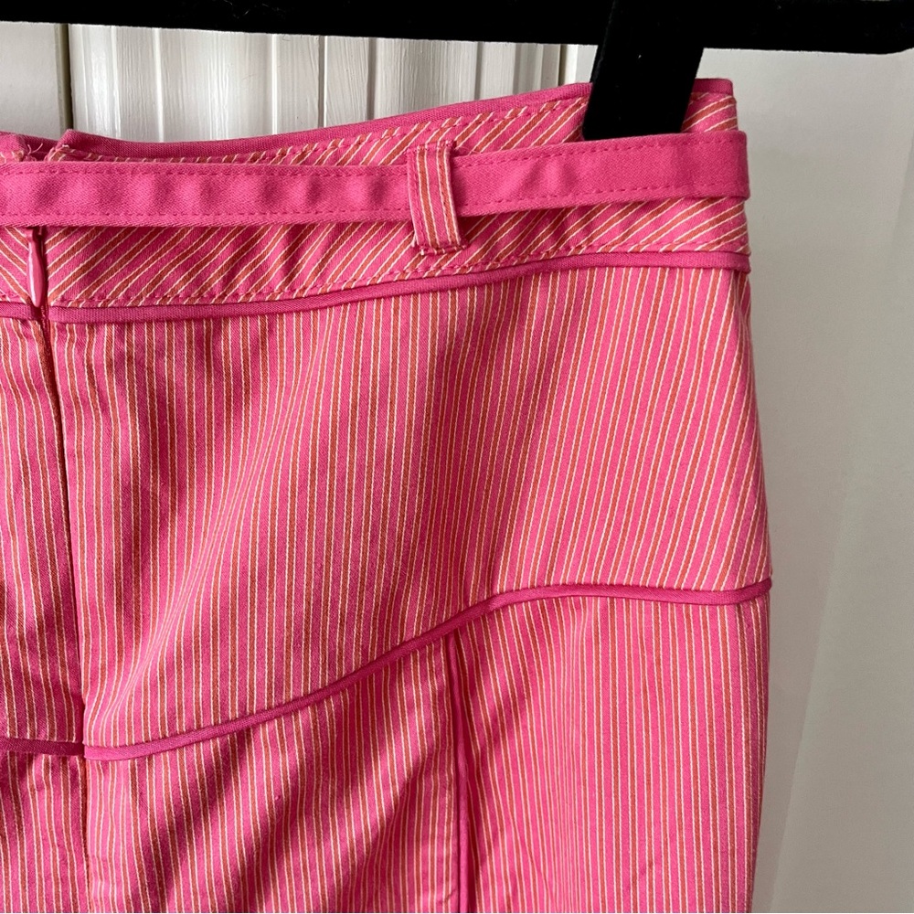 Express Y2K Vintage Pinstripe Belted Pencil Skirt Pink Sz 2 - Picture 10 of 16